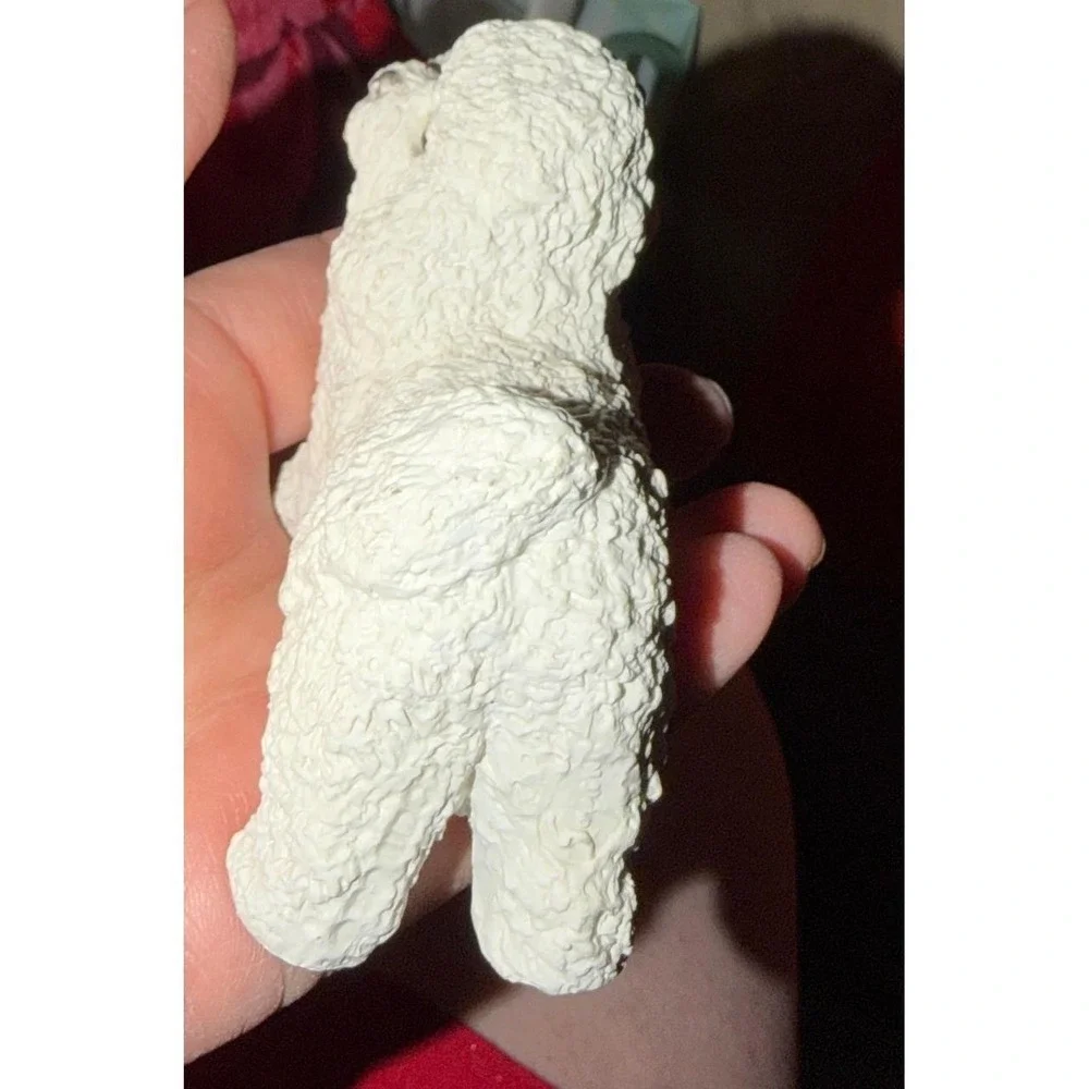 Bichon Frise Poodle Figurine Small White Textured Dog